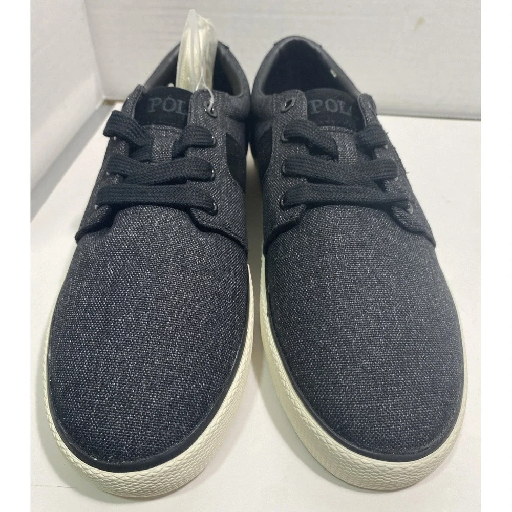 Polo Ralph Lauren Men's Halmore Sneakers Size 8.5 Gray/Black Casual Low Top Shoe